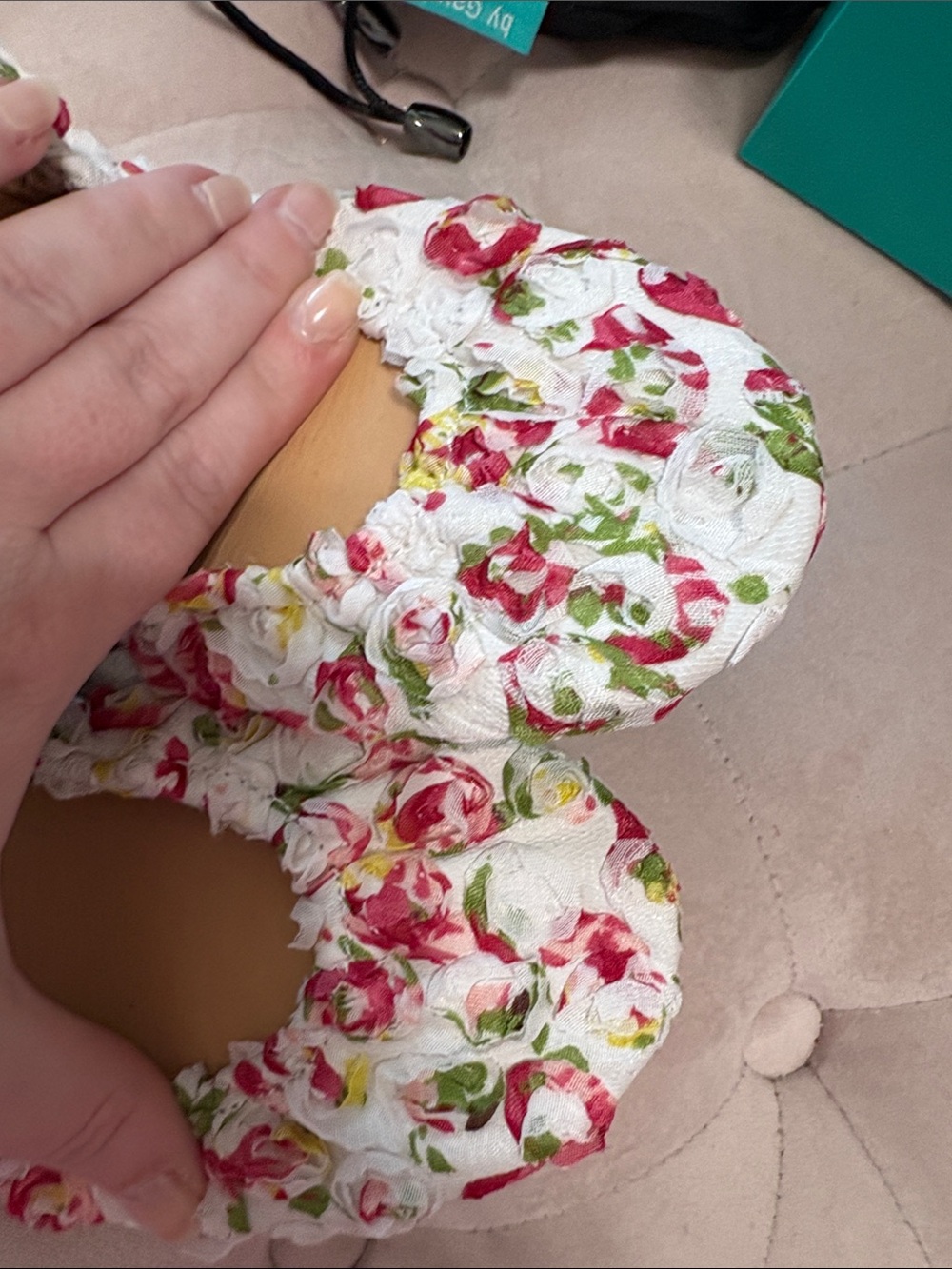 Tieks Floral White Red Green Foldable Ballet Flats - Picture 2 of 5